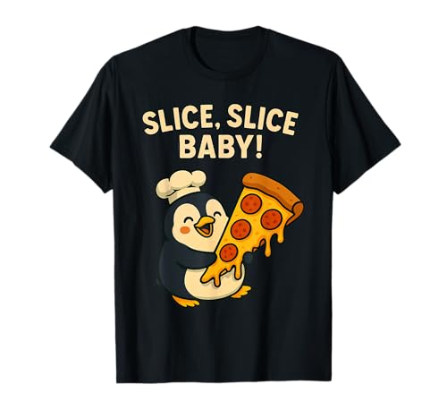 Slice Slice Baby Pepperoni Pizza Pinguin T-Shirt von Chill Critter Animal Puns & Wholesome Vibes