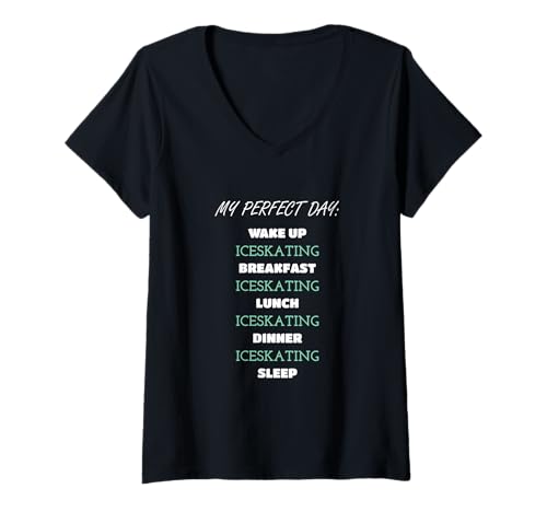 Damen Iceskating Winter Sports Enthusiast T-Shirt mit V-Ausschnitt Damen Iceskating Winter Sports Enthusiast T-Shirt mit V-Ausschnitt von Chill Glide Frost Skate