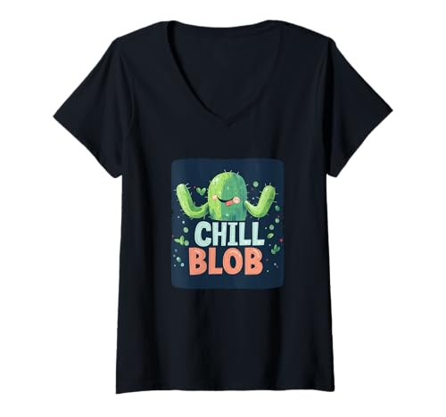 Damen Lustiges Chill Blob Graphic Kostüm T-Shirt mit V-Ausschnitt Damen Lustiges Chill Blob Graphic Kostüm T-Shirt mit V-Ausschnitt von Chill Outfit