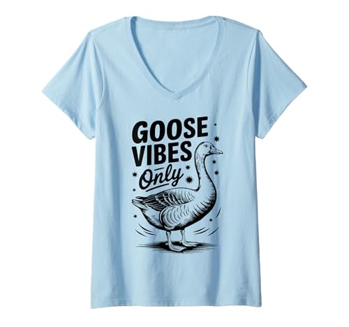 Damen Goose Vibes Only - Funny Bird Animal Lover Retro T-Shirt mit V-Ausschnitt Damen Goose Vibes Only - Funny Bird Animal Lover Retro T-Shirt mit V-Ausschnitt von Chill Relax Goose Nature Animal Fun