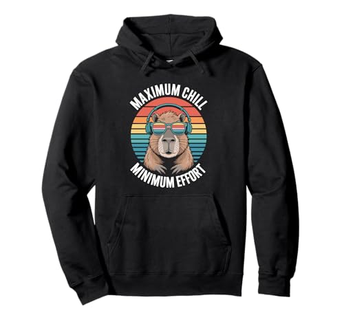 Maximum Chill Minimum Effort Retro Süßes Capybara Kinder Pullover Hoodie Maximum Chill Minimum Effort Retro Süßes Capybara Kinder Pullover Hoodie von Chill Vibes Entspannung Wasserschwein Coole Musik