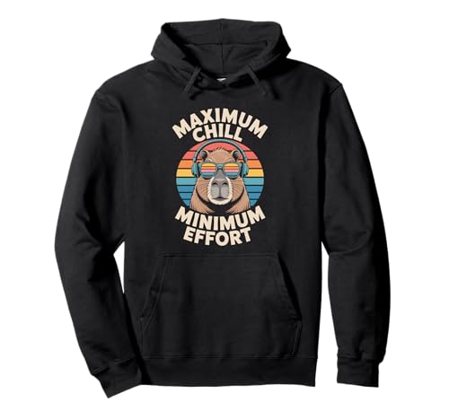Maximum Chill Minimum Effort Retro Süßes Capybara Kinder Pullover Hoodie Maximum Chill Minimum Effort Retro Süßes Capybara Kinder Pullover Hoodie von Chill Vibes Entspannung Wasserschwein Coole Musik
