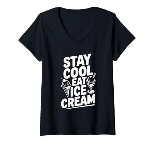 Damen Bleib cool, ISS Eiscreme, Spaß, Sommer-Dessert-Liebhaber T-Shirt mit V-Ausschnitt Damen Bleib cool, ISS Eiscreme, Spaß, Sommer-Dessert-Liebhaber T-Shirt mit V-Ausschnitt von Chill Vibes Only Ice Cream Enthusiasts Merchandise