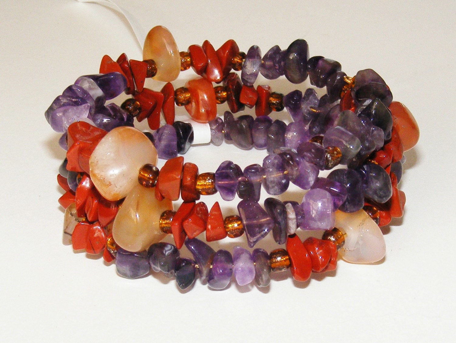 Amethyst Karneol Jaspis Armband Multi-strang Kupfer Akzent Wrap Amethyst Karneol Jaspis Armband Multi-strang Kupfer Akzent Wrap von ChillasWalkBoutique