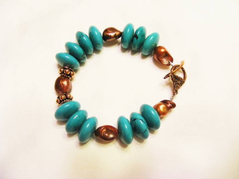 Türkis Und Kupfer Perlen Armband Türkis Und Kupfer Perlen Armband von ChillasWalkBoutique