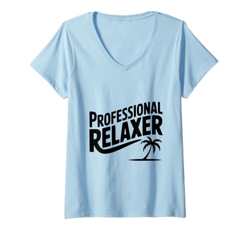 Damen Professionelle Relaxer Vacation Vibes Summer Fun T-Shirt mit V-Ausschnitt Damen Professionelle Relaxer Vacation Vibes Summer Fun T-Shirt mit V-Ausschnitt von Chillaxin Vacations and Relaxation Apparel