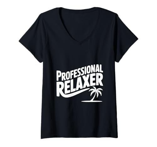 Damen Professionelle Relaxer Vacation Vibes Summer Fun T-Shirt mit V-Ausschnitt Damen Professionelle Relaxer Vacation Vibes Summer Fun T-Shirt mit V-Ausschnitt von Chillaxin Vacations and Relaxation Apparel