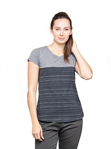 Chillaz Damen Ötztal Stripes Abstract Shirt Black Melange/Dark Grey Mel 40 von Chillaz