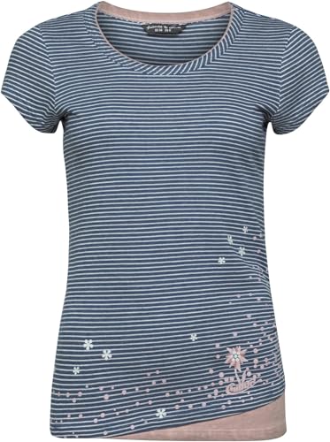 Chillaz Fancy Little Dot T-Shirt Women, 44/44 Damen, Indigo Blue Stripes Washed Creme von Chillaz