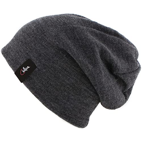 Chillaz Relaxed Beanie Grau - Elastische Bequeme Mütze, Größe One Size - Farbe Dark Grey Melange von Chillaz