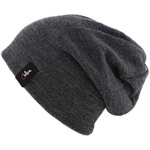 Chillaz Relaxed Beanie Grau - Elastische bequeme Mütze, Größe One Size - Farbe Dark Grey Melange von Chillaz