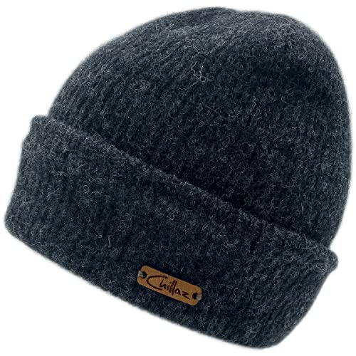 Chillaz Seefeld Beanie Grau - Stylische warme Alpaka Mütze, Größe One Size - Farbe Anthrazit Melange von Chillaz