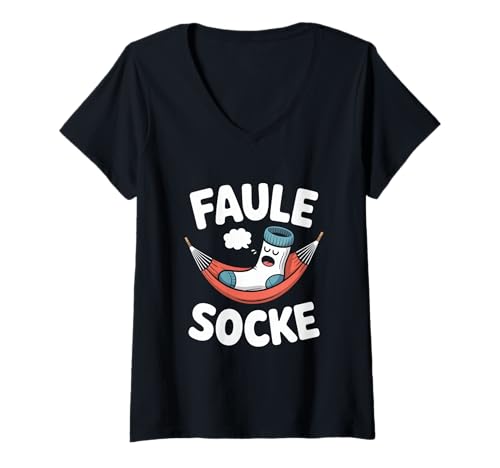 Damen Faule Socke Hammock Chill Humor Lustiger Spruch T-Shirt mit V-Ausschnitt Damen Faule Socke Hammock Chill Humor Lustiger Spruch T-Shirt mit V-Ausschnitt von Chillen Faulenzen Hammock Humor Lustiger Spruch
