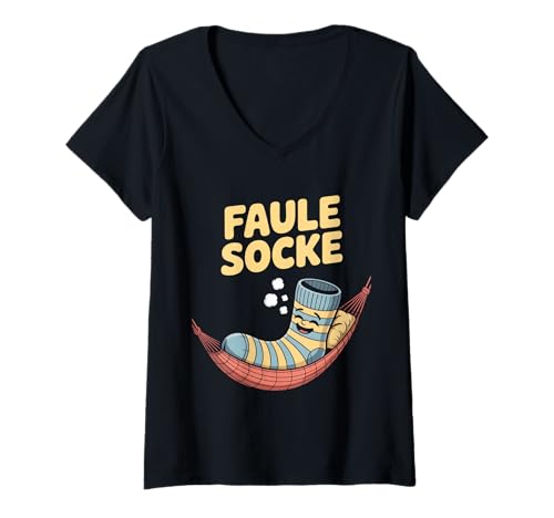 Damen Faule Socke Hängematte Schlafen Chillen Humor T-Shirt mit V-Ausschnitt Damen Faule Socke Hängematte Schlafen Chillen Humor T-Shirt mit V-Ausschnitt von Chillen Hängematte Relax Faulpelz Humor Sprüche