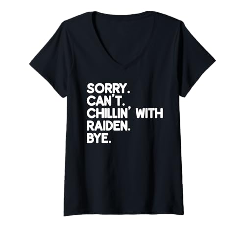 Damen Raiden Vorname, lustig, personalisierbar, mit Namen T-Shirt mit V-Ausschnitt Damen Raiden Vorname, lustig, personalisierbar, mit Namen T-Shirt mit V-Ausschnitt von Chillin Custom Novelty Given Name Humor Merch
