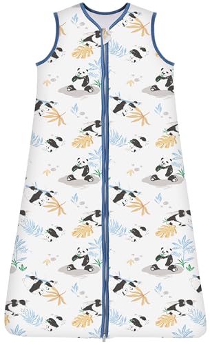 Chilsuessy Schlafsack Baby 2.5 Tog Winterschlafsack Babyschlafsack aus Baumwolle Kinder Winter Schlafsack ohne Ärmel für Jungen und Mädchen, Cute Panda, 110cm/Baby Höhe 100-120cm von Chilsuessy