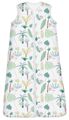 Chilsuessy Schlafsack Baby 2.5 Tog Winterschlafsack Babyschlafsack aus Baumwolle Kinder Winter Schlafsack ohne Ärmel für Jungen und Mädchen, Pflanzen, 90cm/Baby Höhe 85-95cm von Chilsuessy