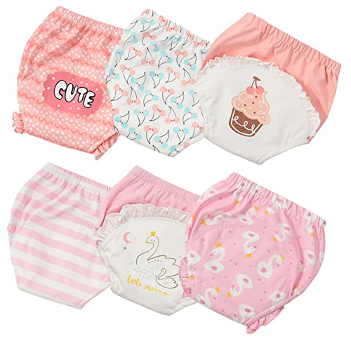 Chilsuessy Töpfchen Trainingshose Baby 6 Stück Kinder Trainerhosen Wasserdicht Töpfchentraining Kleinkind Töpfchen Unterwäsche Töpfchen Trainingshose, Rosa Kuchen+Rosa Schwan Set, 3 Jahre von Chilsuessy