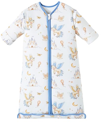 Chilsuessy Winter 3.5 Tog Kinder Schlafsack mit abnehmbaren Ärmeln Super Warm Babyschlafsack für Jungen und Mädchen von 1 bis 10 Jahre alt, 3.5 Tog/Schönes Schloss, XL (130-150 cm) von Chilsuessy