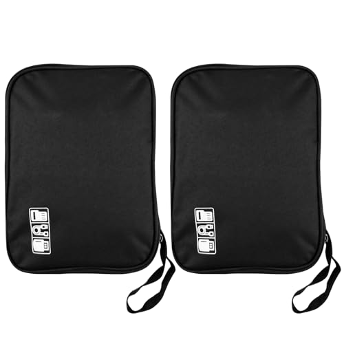 Chiluxendo 2 Stück Kabel Organizer Tasche, Ladekabel Organizer, Reise Kabeltasche, Organizer Kabeltasche, Kabeltasche Elektronik Organizer Tasche für Kabel, Festplatten, Mäuse, Ladegeräte(Schwarz) von Chiluxendo