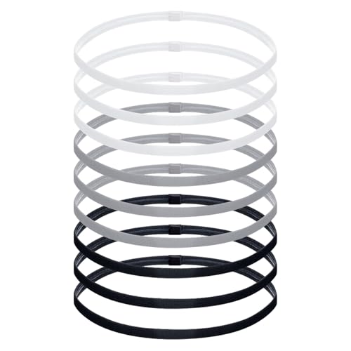 Chiluxendo 9 Stück Haarband Jungs Sport, Stirnband Nicht Rutschend, Haarbänder Damen Dünn, Stirnbänder Elastische Silikon Rutschfeste zum Laufen, Yoga, Training im Fußball und Mehr, 3 Farben von Chiluxendo