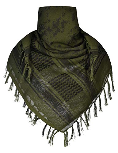 ChinFun 100% Cotton Keffiyeh Tactical Desert Scarf Military Arab Scarf Wrap Shemagh Camo-Army Green von ChinFun