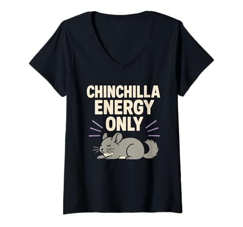 Damen Chinchilla Lustiges Nager Haustier Floofy Tier Kawaii Cute Chill T-Shirt mit V-Ausschnitt Damen Chinchilla Lustiges Nager Haustier Floofy Tier Kawaii Cute Chill T-Shirt mit V-Ausschnitt von Chinchilla Chill Zone Small Pet Lover Rodent Humor