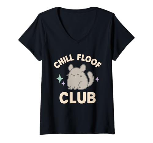 Damen Chinchilla Lustiges Nager Haustier Floofy Tier Kawaii Cute Chill T-Shirt mit V-Ausschnitt Damen Chinchilla Lustiges Nager Haustier Floofy Tier Kawaii Cute Chill T-Shirt mit V-Ausschnitt von Chinchilla Chill Zone Small Pet Lover Rodent Humor