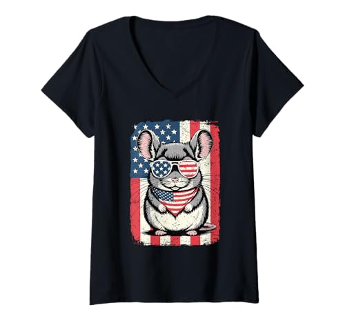 Damen Fragen Sie Mich nach My Chinchilla Cute Pet Conversation Starter T-Shirt mit V-Ausschnitt Damen Fragen Sie Mich nach My Chinchilla Cute Pet Conversation Starter T-Shirt mit V-Ausschnitt von ChinchillaTalk