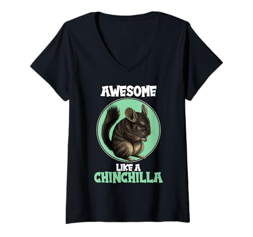Damen Chinchillas Chinchilla T-Shirt mit V-Ausschnitt von Chinchillas Chinchilla Tier Shop