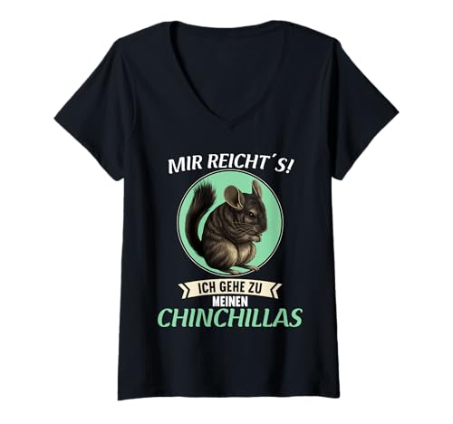 Damen Chinchillas Chinchilla T-Shirt mit V-Ausschnitt Damen Chinchillas Chinchilla T-Shirt mit V-Ausschnitt von Chinchillas Chinchilla Tier Shop