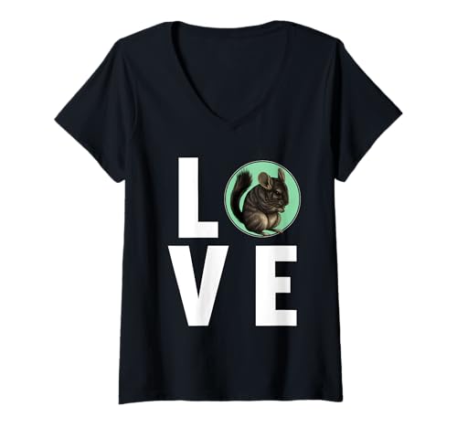 Damen Chinchillas Chinchilla T-Shirt mit V-Ausschnitt Damen Chinchillas Chinchilla T-Shirt mit V-Ausschnitt von Chinchillas Chinchilla Tier Shop