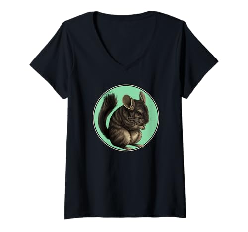 Damen Chinchillas Chinchilla T-Shirt mit V-Ausschnitt von Chinchillas Chinchilla Tier Shop