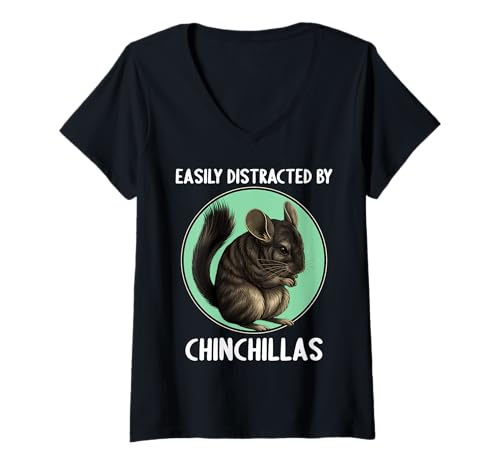 Damen Chinchillas Chinchilla T-Shirt mit V-Ausschnitt Damen Chinchillas Chinchilla T-Shirt mit V-Ausschnitt von Chinchillas Chinchilla Tier Shop