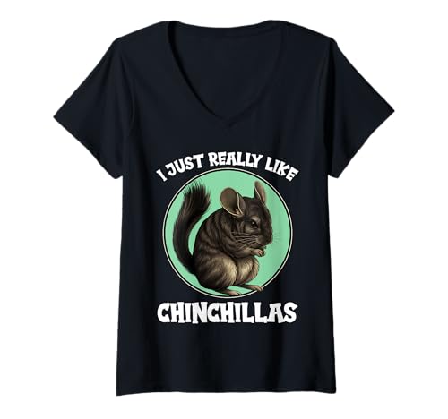 Damen Chinchillas Chinchilla T-Shirt mit V-Ausschnitt von Chinchillas Chinchilla Tier Shop