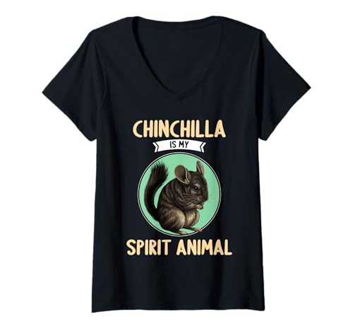 Damen Chinchillas Chinchilla T-Shirt mit V-Ausschnitt Damen Chinchillas Chinchilla T-Shirt mit V-Ausschnitt von Chinchillas Chinchilla Tier Shop