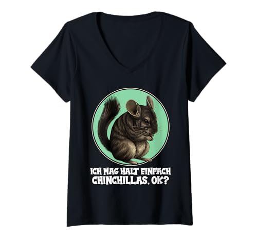 Damen Chinchillas Chinchilla T-Shirt mit V-Ausschnitt von Chinchillas Chinchilla Tier Shop