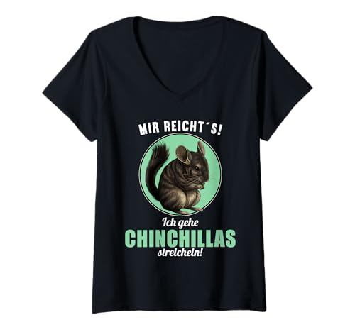 Damen Chinchillas Chinchilla T-Shirt mit V-Ausschnitt von Chinchillas Chinchilla Tier Shop