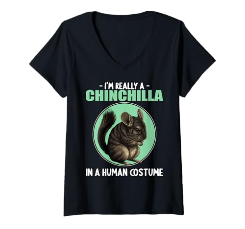 Damen Chinchillas Chinchilla T-Shirt mit V-Ausschnitt von Chinchillas Chinchilla Tier Shop