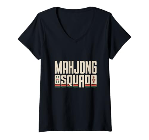Damen Mah Jongg Fliesen Set Lover Mahjong Karten Mahjong Squad T-Shirt mit V-Ausschnitt Damen Mah Jongg Fliesen Set Lover Mahjong Karten Mahjong Squad T-Shirt mit V-Ausschnitt von Chinese Game Player