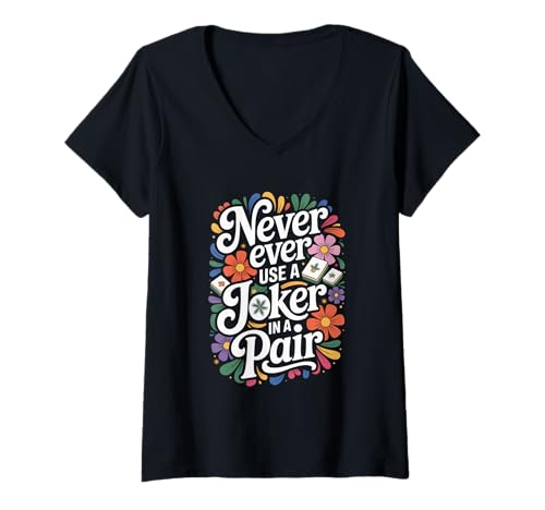 Damen Mah Jongg Fliesenset Lover It's Mahjong Time American Mahjong T-Shirt mit V-Ausschnitt von Chinese Game Player