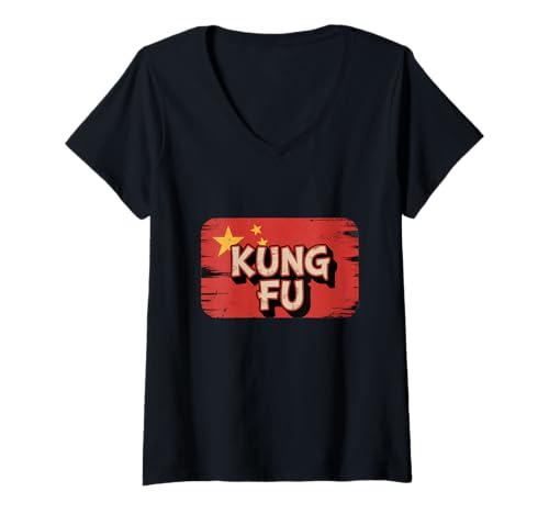 Damen China-Flagge King Fu Flagge Meme Chinese Kung Fu T-Shirt mit V-Ausschnitt Damen China-Flagge King Fu Flagge Meme Chinese Kung Fu T-Shirt mit V-Ausschnitt von Chinese Kung Fu Flag China Flag King Fu Shirt