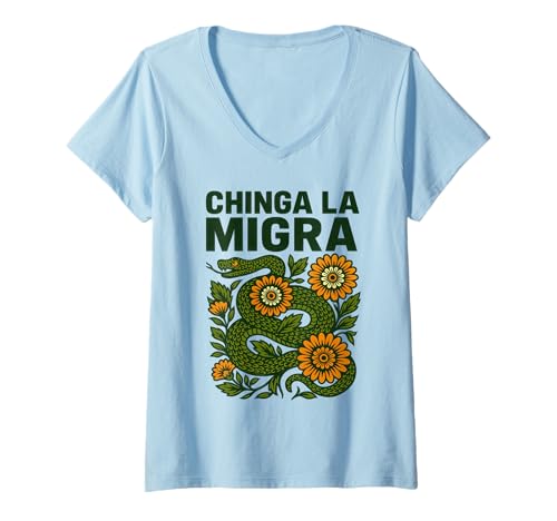 Damen America Vintage Chinga La Migra Shirt für Männer Frauen T-Shirt mit V-Ausschnitt Damen America Vintage Chinga La Migra Shirt für Männer Frauen T-Shirt mit V-Ausschnitt von Chinga La Migra Tees
