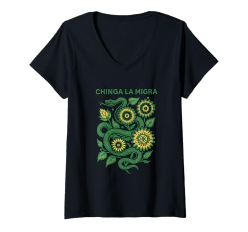 Damen Chinga La Migra Shirts Herren Damen T-Shirt mit V-Ausschnitt Damen Chinga La Migra Shirts Herren Damen T-Shirt mit V-Ausschnitt von Chinga La Migra Tees