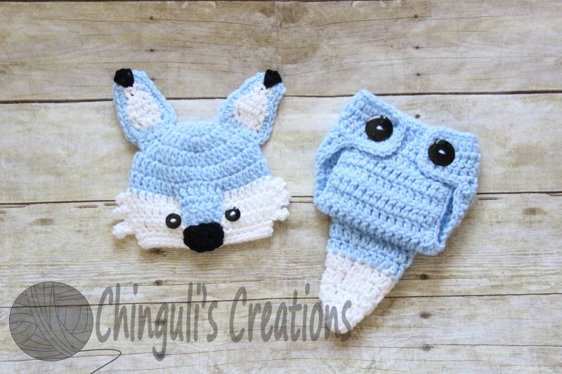 Gehäkelte Fuchs Outfit Baby Mädchen Junge Mütze Und Windelhülle Neugeborenen Set Foto Requisite Hellblau Hellrosa von Chinguliscreations