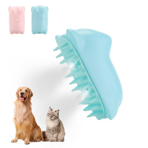 Chinoket Dampf Haarbürste für Hunde und Katzen,3-in-1-Dampfbürste Katze Spray Massage Kammkatzenkamm,Pflege Bürste Haustier Haar Entfernung Kamm für Katze und Hund ，2 Spritzöffnung（Blau） von Chinoket