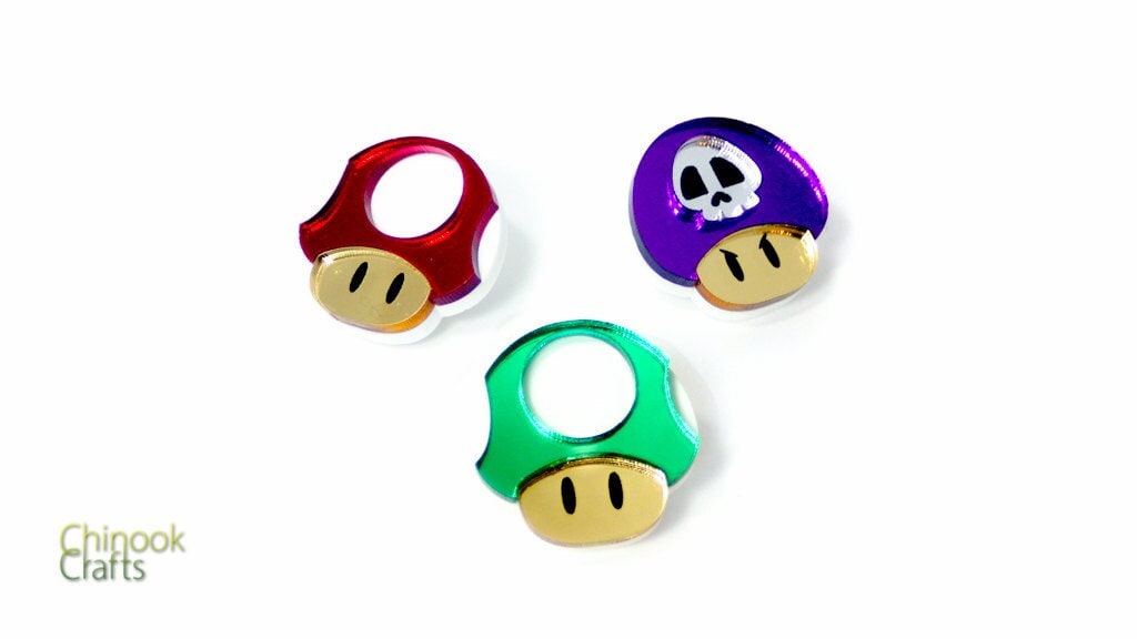 Mario Inspirierte Pilz Power-Ups - Pin Oder Magnet von ChinookCrafts