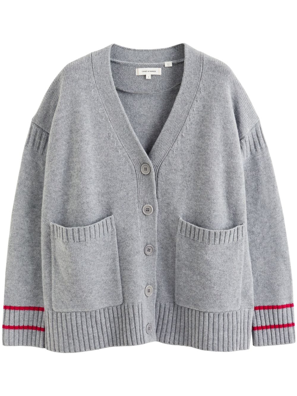 Chinti & Parker Geknöpfter Cardigan mit Streifen - Grau von Chinti & Parker