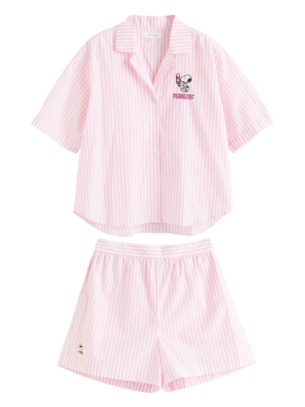 Chinti & Parker x Peanuts gestreifter Pyjama - Rosa von Chinti & Parker