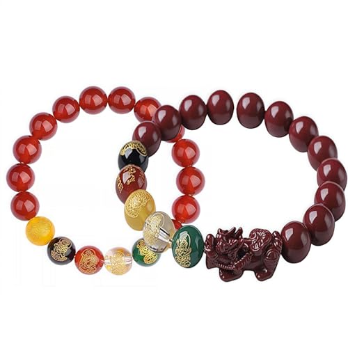Chiorgone 2 Stück Cinnabar Feng Shui Armband für Männer und Frauen – Pi Xiu Reichtum-Armband, verstellbare rote Schnur, spirituelles Heilungspaar, Schmuck, Geschenk Chiorgone 2 Stück Cinnabar Feng Shui Armband für Männer und Frauen – Pi Xiu Reichtum-Armband, verstellbare rote Schnur, spirituelles Heilungspaar, Schmuck, Geschenk von Chiorgone